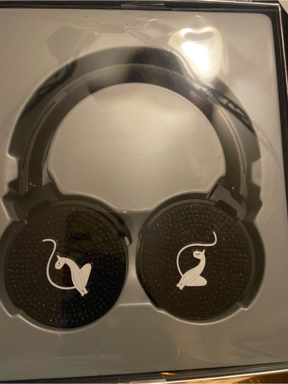 Baby Phat Black On-Ear Headphones with White Cat Logo